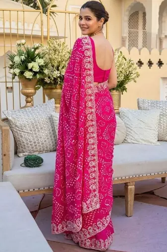 Bandhani embroidered pure georgette bandhani saree