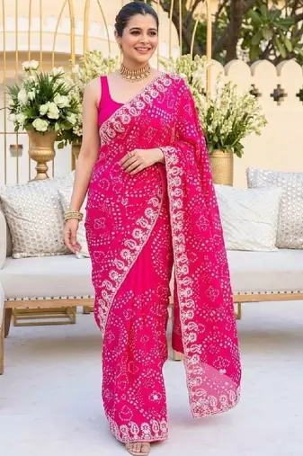 Bandhani embroidered pure georgette bandhani saree