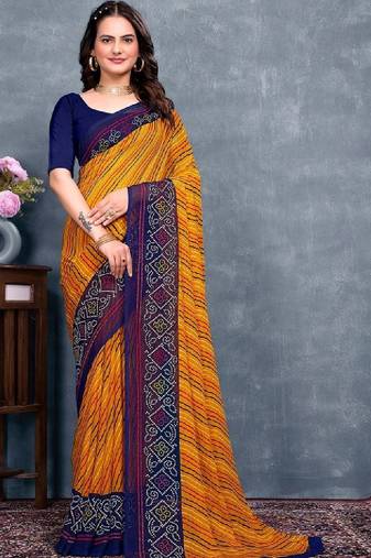 Leheriya pure georgette bandhani saree