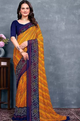 Leheriya pure georgette bandhani saree