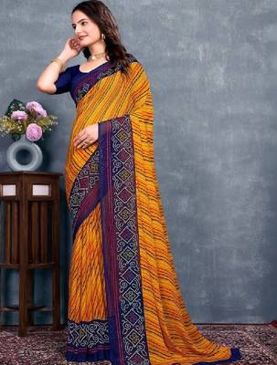 Leheriya pure georgette bandhani saree 3