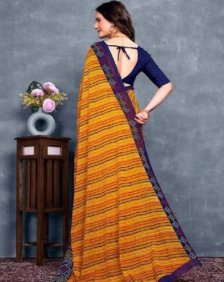 Leheriya pure georgette bandhani saree 4