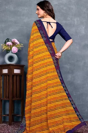Leheriya pure georgette bandhani saree