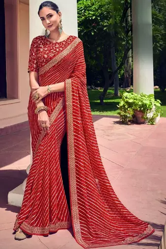 Bandhani pure georgette fusion bandhani saree