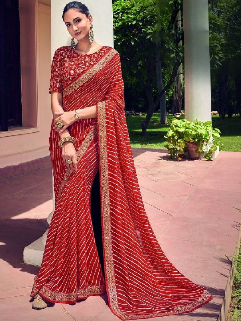 Bandhani pure georgette fusion bandhani saree