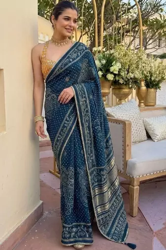 Bandhani satin bandhani saree