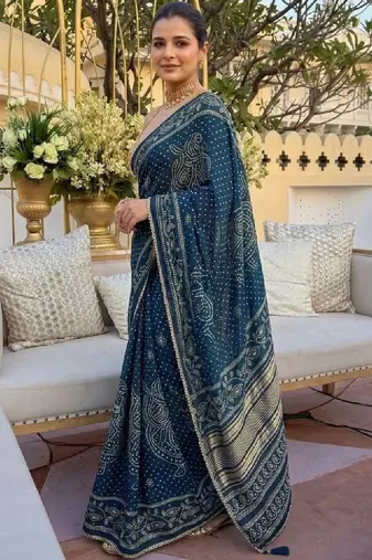 Bandhani satin bandhani saree