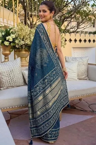 Bandhani satin bandhani saree