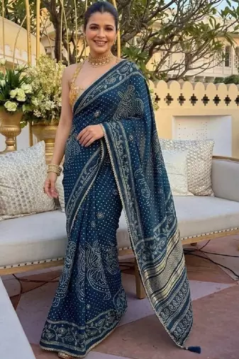Bandhani satin bandhani saree