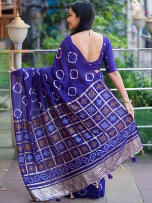 Bandhani zari handloom bandhani saree 2