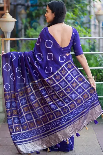 Bandhani zari handloom bandhani saree