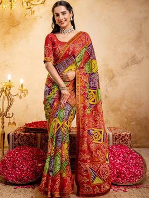 Bandhani pure georgette bandhani saree 1