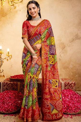Bandhani pure georgette bandhani saree