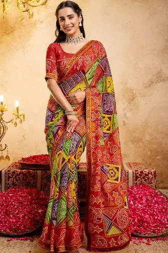 Bandhani pure georgette bandhani saree