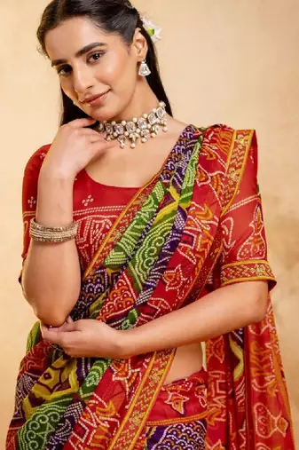 Bandhani pure georgette bandhani saree
