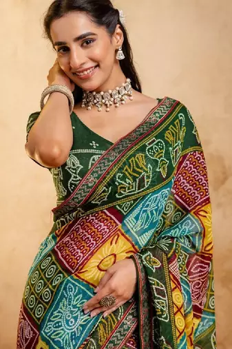 Bandhani pure georgette bandhani saree