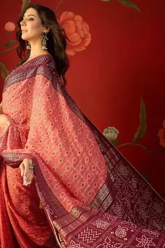 Bandhani poly georgette bandhani saree