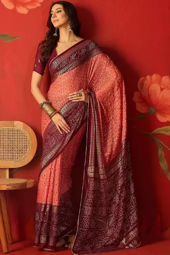 Bandhani poly georgette bandhani saree