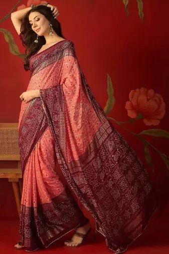 Bandhani poly georgette bandhani saree
