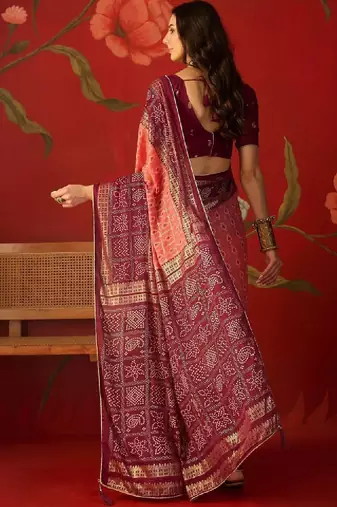 Bandhani poly georgette bandhani saree