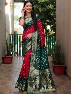 Bandhani zari silk blend heavy work bandhani saree 3
