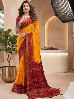 Bandhani pure chiffon bandhani saree 1