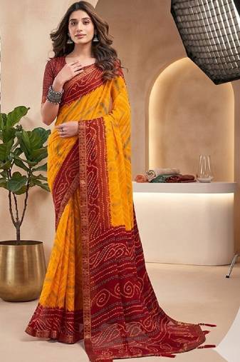 Bandhani pure chiffon bandhani saree