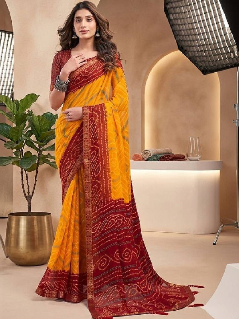 Bandhani pure chiffon bandhani saree