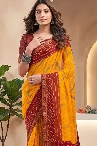 Bandhani pure chiffon bandhani saree