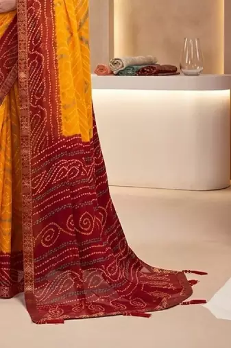 Bandhani pure chiffon bandhani saree