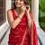 Red woven design zari leheriya saree with unstiched blouse