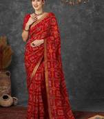 Bandhani pure chiffon fusion bandhani saree