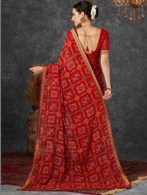 Bandhani pure chiffon fusion bandhani saree 3
