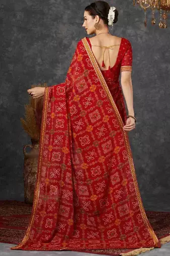 Bandhani pure chiffon fusion bandhani saree