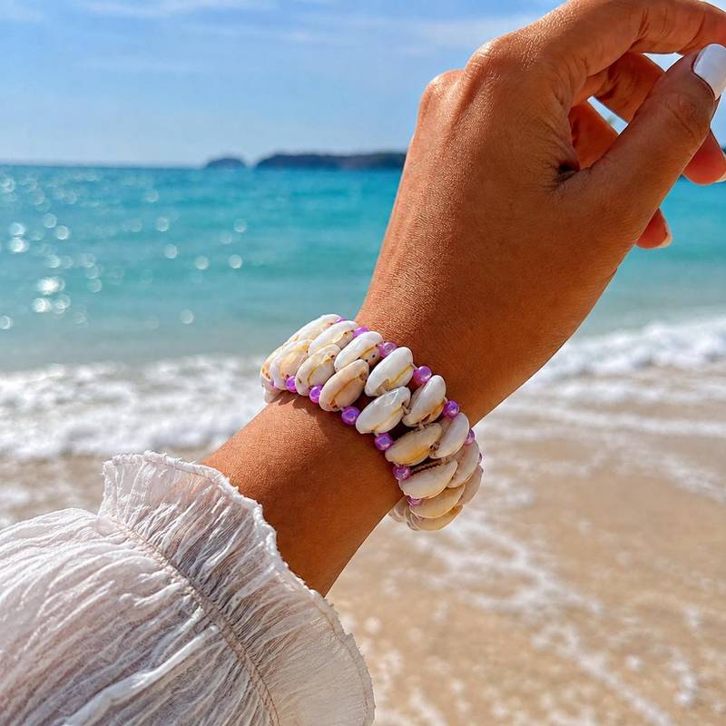 Handmade Cowrie Shell Bracelet, Beach Shell Bracelet for Women, Boho Coastal Jewelry
