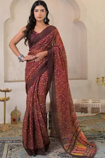 Bandhani pure linen bandhani saree