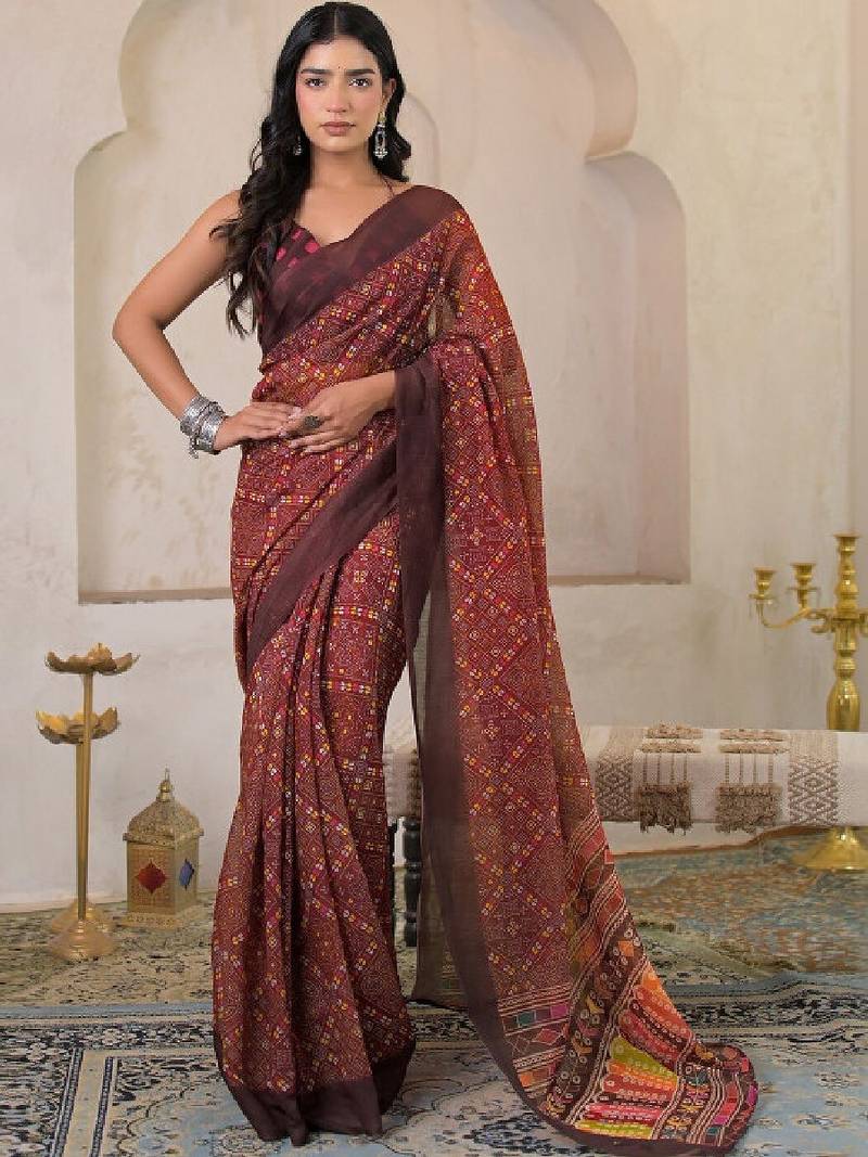 Bandhani pure linen bandhani saree