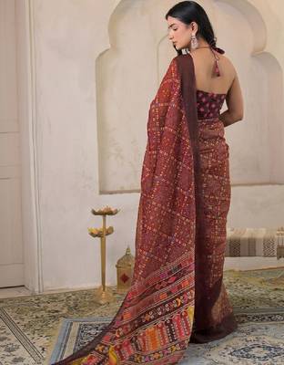 Bandhani pure linen bandhani saree 3
