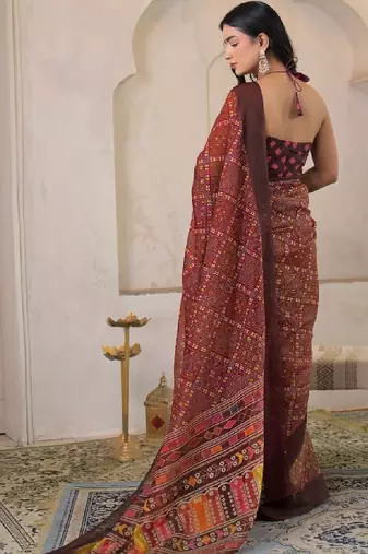 Bandhani pure linen bandhani saree