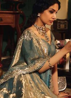 Blue Fandy Silk Zari Embroidered Sequins Lehenga Women's Wedding Wear 2