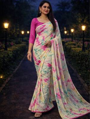 Pure georgette bandhani saree 1