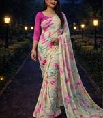 Pure georgette bandhani saree