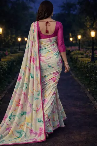 Pure georgette bandhani saree