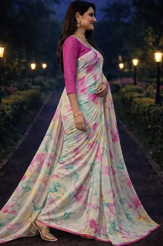 Pure georgette bandhani saree