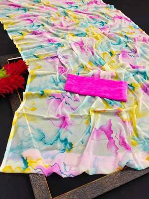 Pure georgette bandhani saree 4