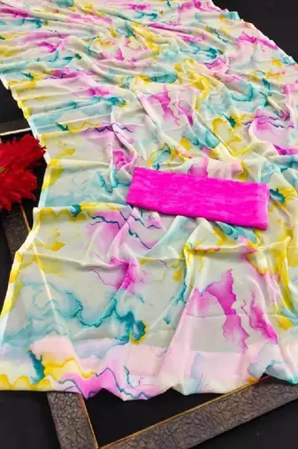 Pure georgette bandhani saree