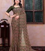 Floral poly georgette bandhani saree