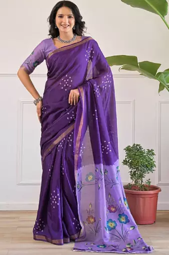 Floral bandhani saree