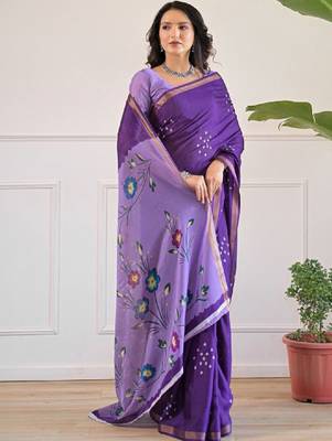 Floral bandhani saree 3