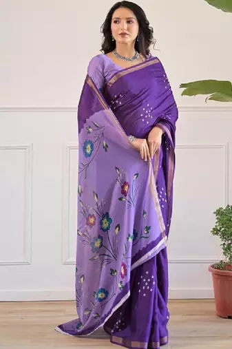 Floral bandhani saree